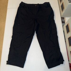 Chicos Convertible Poplin Cargo Crop Pants Womens 2 Black Outdoorsy Utility